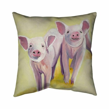 FONDO 20 x 20 in. Two Smiling Pigs-Double Sided Print Indoor Pillow FO2775234